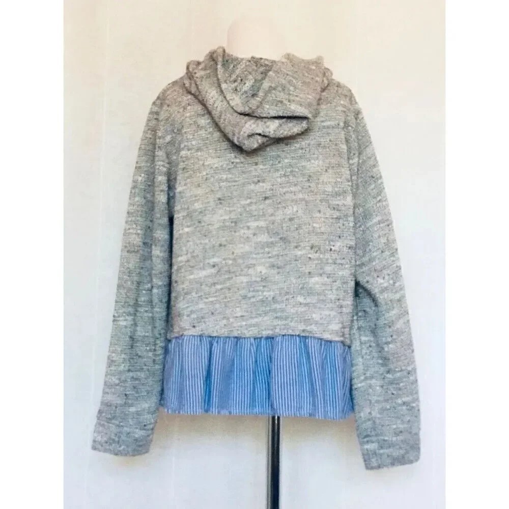 TINSEY Girls L(10/12) Hooded Bouclé Ruffle Trimmed Top